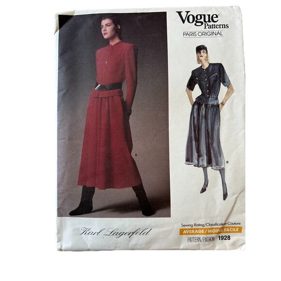 4 VTG Vogue 80s Sew Patterns designer Lagerfeld, Horn, Klein, Montana, Workwear - Picture 5 of 11